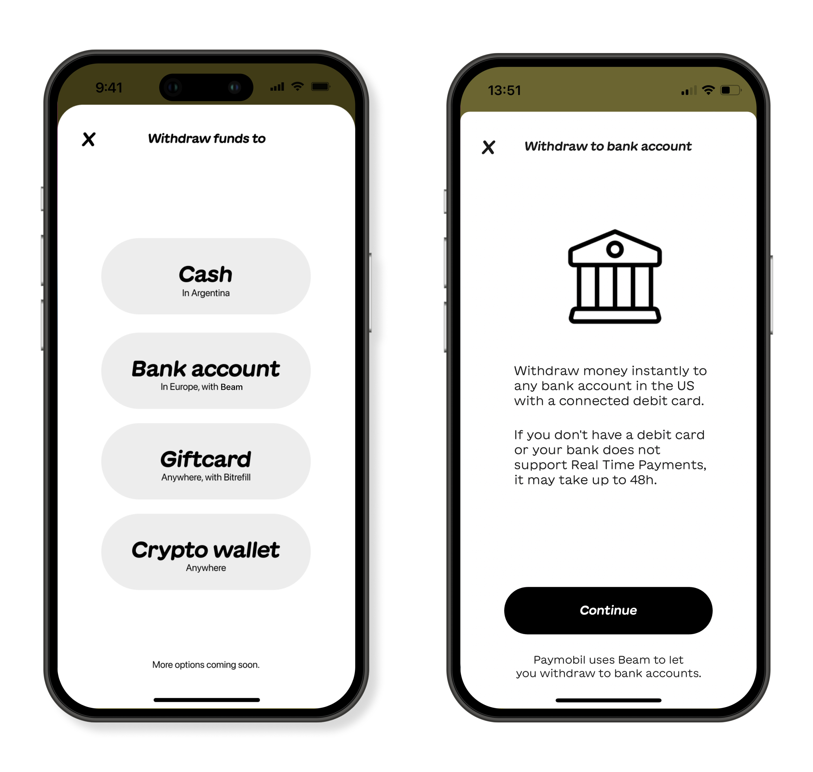 Paymobil withdraw to bank account screenshots
